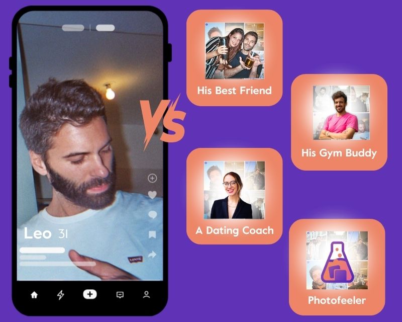 Leo faces off with friends, coach, and Photofeeler voters to pick his best dating photos