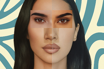 Multiple photos of different women spliced together to form a ‘perfect’ face