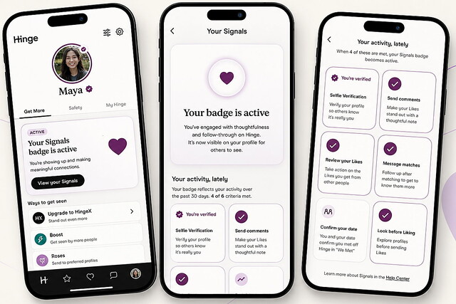 hinge's new signals feature in the app
